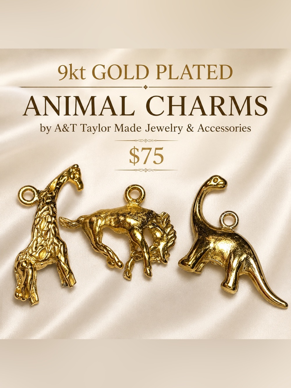 9kt Gold-Plated Animal Brooch Charm - Gold